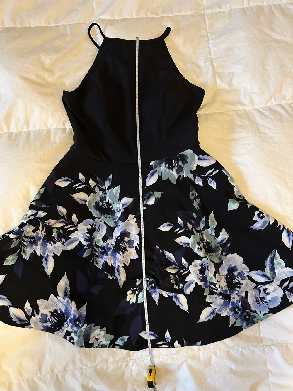 Speechless Black Floral A-Line Prom Dress
